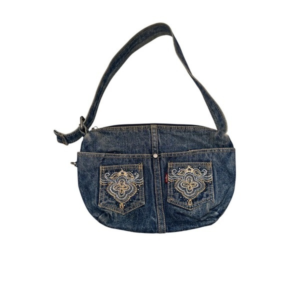 Levi's Denim Shoulder Bag with Rhinestone Embellished Pockets Blue
